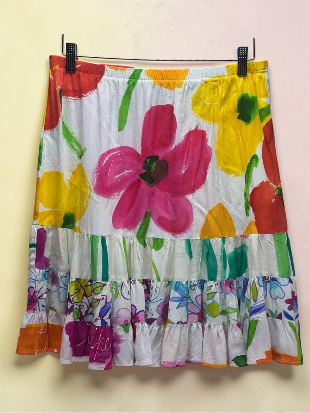 Jams World Vintage "Hattie" Skirt XL Floral Tropical Bohemian Ruffle Flowy Hem